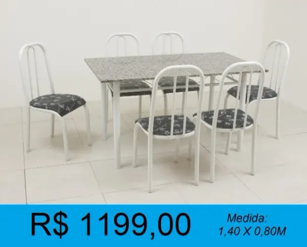 Mesa com 6 cadeiras de granito - a pronta entrega