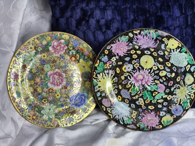 Pratos decorativos chineses pintados à mão 