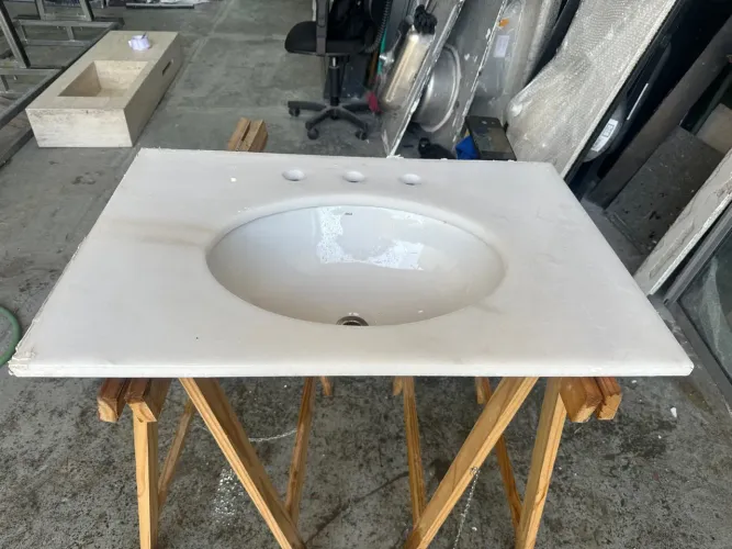 Pia banheiro mármore branco
