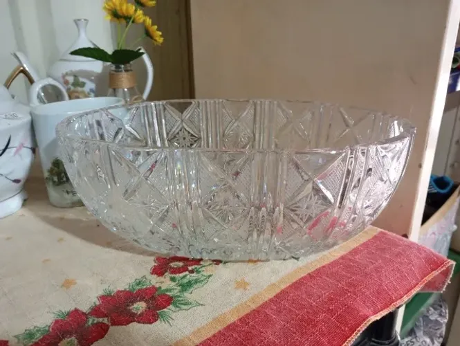 fruteira travessa bowl cristal tcheco lapidado