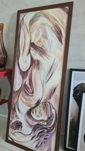 Quadro Abstrato com Moldura em Madeira