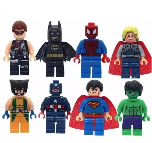 8 Miniaturas Boneco Montar Heróis Filme Personagens Desenho Brinquedos Colecionável 