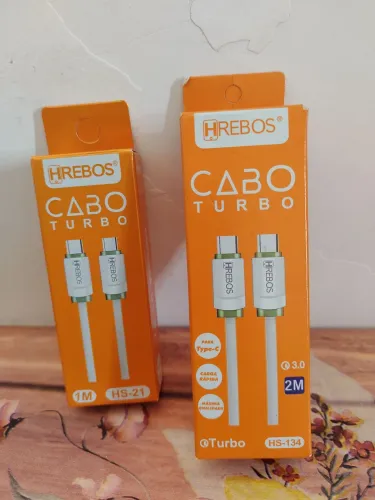 Cabo Turbo Hrebos Type-C 2M e 1M - Carregamento Rápido