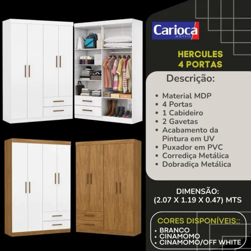 Guarda-Roupa 4 Portas de solteiro