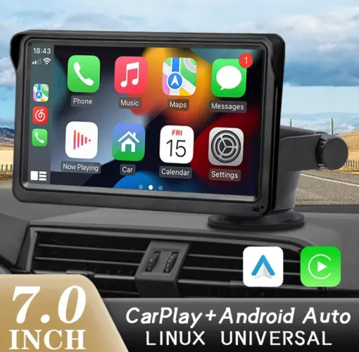 Central Multimídia portatil Android Auto e CarPlay 7 polegadas dvd som carro mp5 player