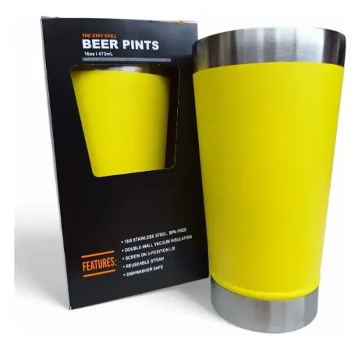 Copo Térmico Inox Amarelo 473ml Personalizado A Laser