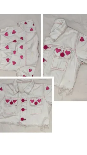 Jaqueta Jeans Infantil 3 Anos com Corações Rosa