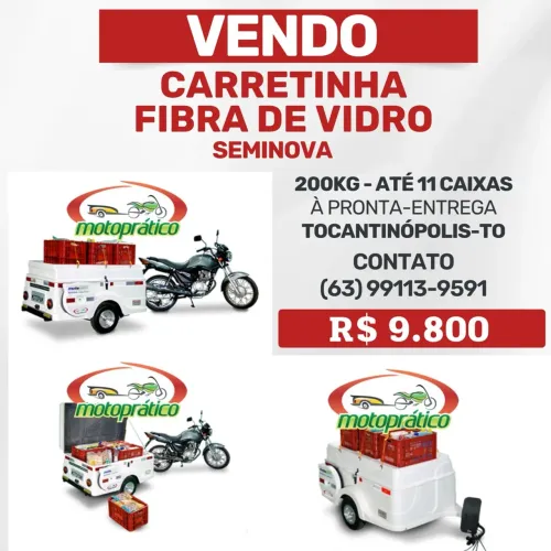Carretinha para Moto de Fibra de vidro Motoprático