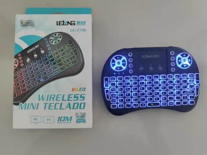 Mini Teclado Sem Fio com Touchpad LED, entrego com taxa