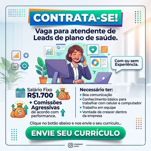 Vaga para Vendedor de Planos de Saúde 
