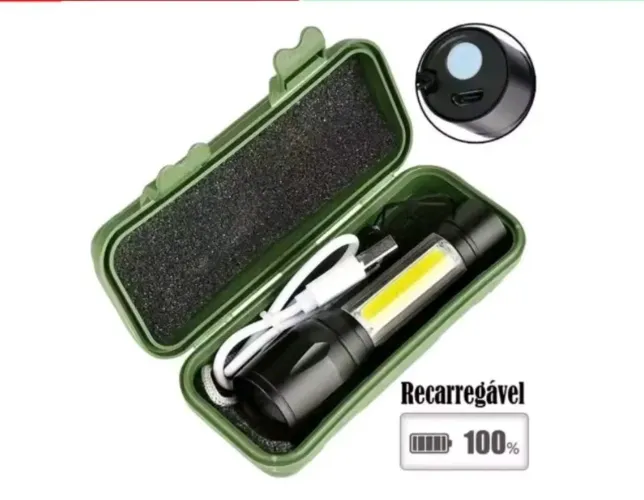 Mini Lanterna Recarregável 3 em 1 Portátil - LED Forte