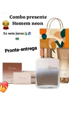 Kit Deo parfum natura neon+3 sabonetes 110g+pós barba
