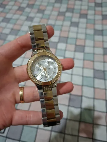 Relógio Guess Feminino Bicolor Aço Inox com Cristais (Original)