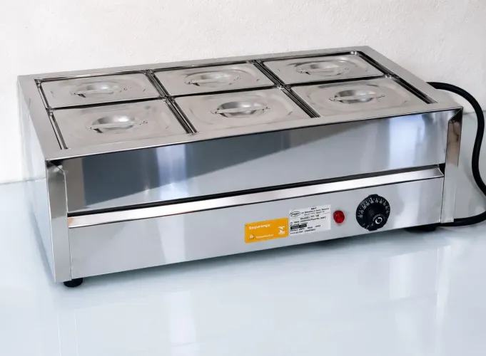 Rechaud Elétrico/ Buffet Térmico,  Profissional 6 Cubas 220V Inox Semi Novo