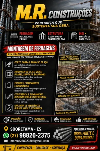 armador de ferragens na construção civil.