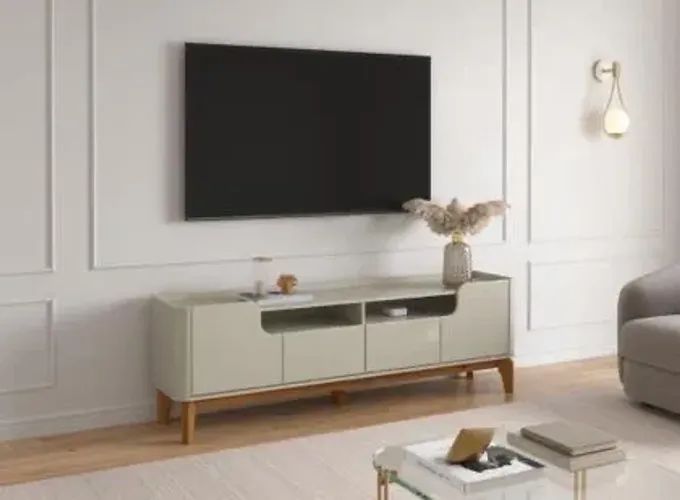 Rack / Bancada FL 1.80m Estilo Retrô Para TV Até 65'' Cor Off White -/ pronta entrega