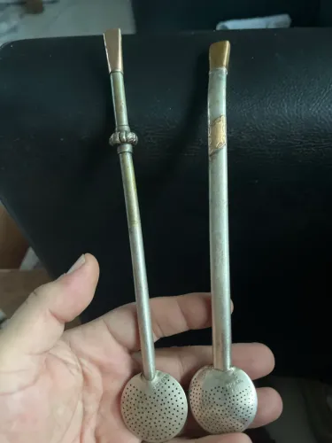 Bomba  de chimarrão prata 600 antiga