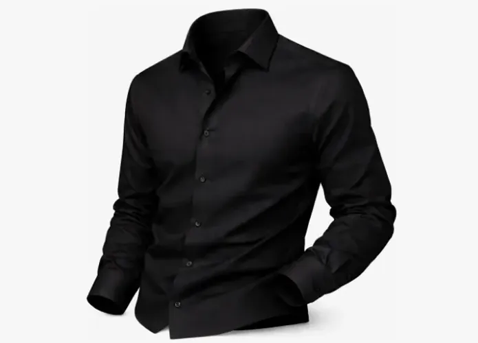Camisa preta slim tamanho m 65% algodão 35% poliester