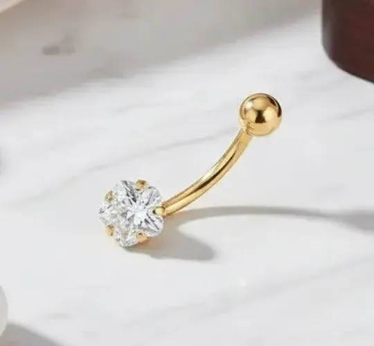 Piercing de umbigo ouro 18k pedra Zircônia