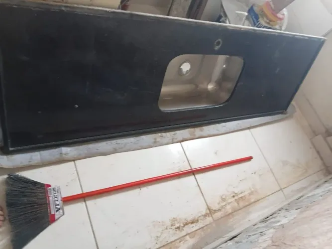 Pia de granito e cuba grande Aço inox Aisi 304