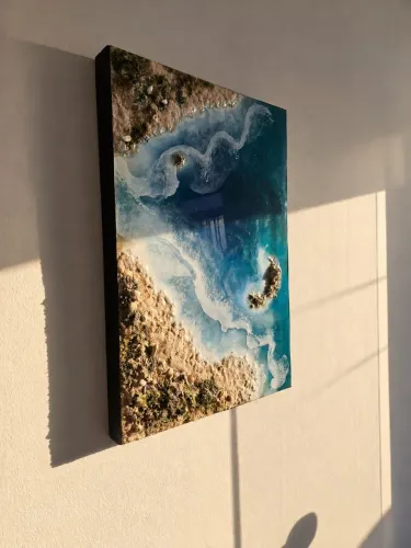 Quadro decorativo de praia em resina 3D 60x40cm