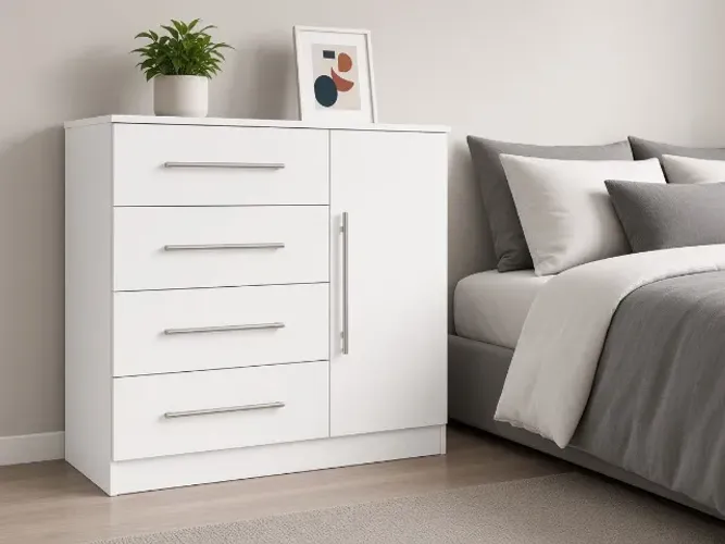 Cômoda Malibu New 4 Gavetas 1 Porta 1,05m (NOVO A PRONTA ENTREGA)