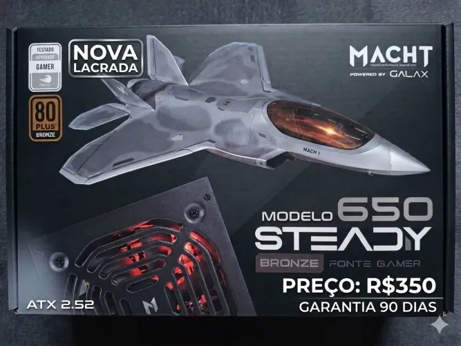 Fonte 650W Mach1(nova,lacrada)