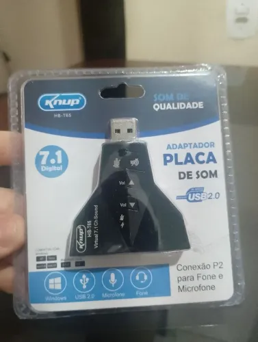 Placa de Som Usb 2.0 Conexão P2 para Fone e Microfone