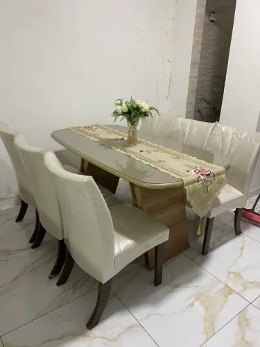 Mesa 6 cadeira super nova tampão de vidro