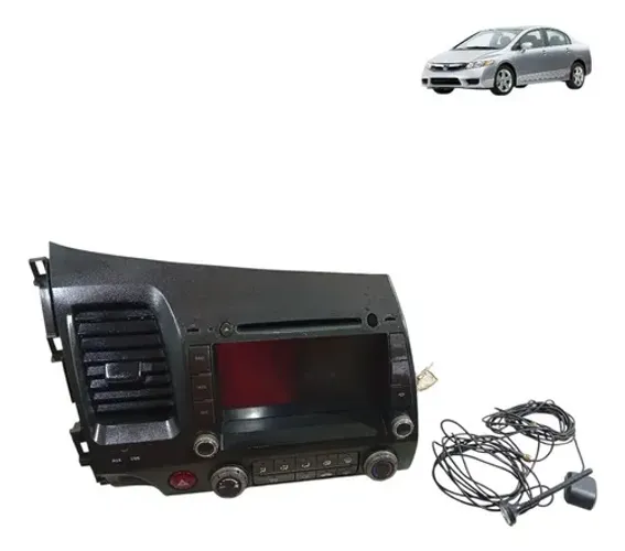 Moldura Central Multimidia Honda New Civic 2006 2007 2011 Cinza-escuro