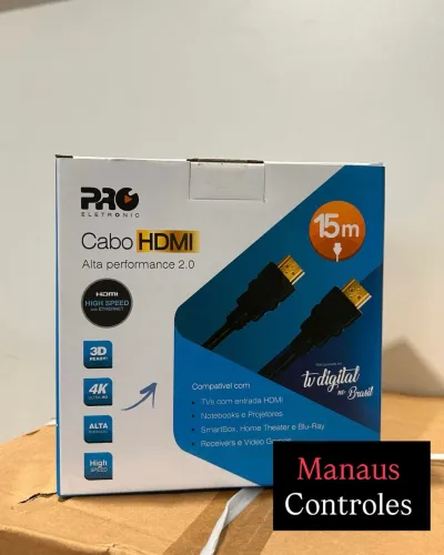 Cabo Hdmi de 15 Metros Pro Eletrônic Versão 2.0 Full HD / Ultra HD 4K