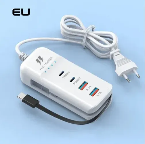 Carregador de Mesa Turbo Rápido 5.1A Possui 2 USB/2 Tipo-C E Um Carbo Tipo C 66W z1486