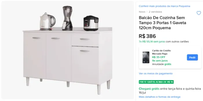 Balcão De Cozinha Sem Tampo 3 Portas 1 Gaveta 120cm Poquema