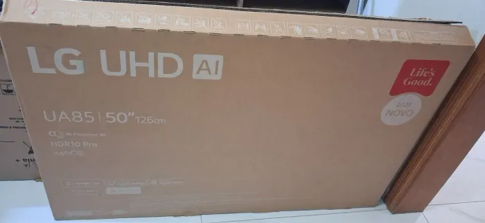Caixa de papelão tv 50 LG vazia com isopor de proteção