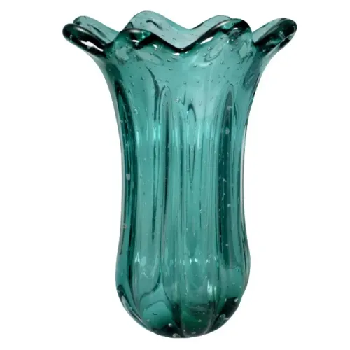 vaso de cristal murano cor esmeralda