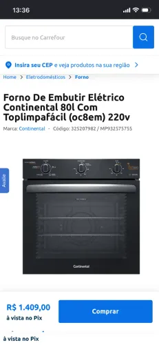 Forno elétrico de embutir