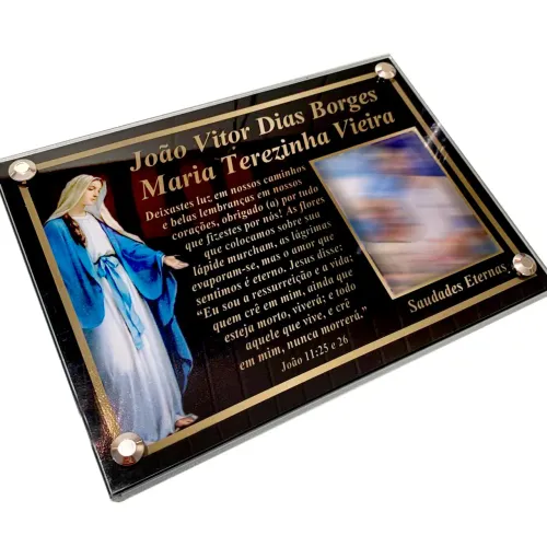 Placas Para túmulo vidro temperado e personalizada