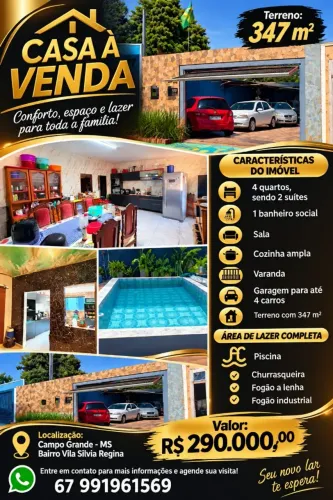 Vendo casa grande com piscina, vila S.Regina, doc ok, habite-se só 290 mil *