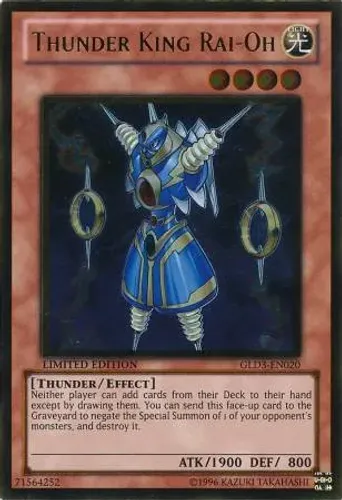 Yugioh!!! Thunder King Rai-Oh GLD3-EN020 Gold Ultra Rare