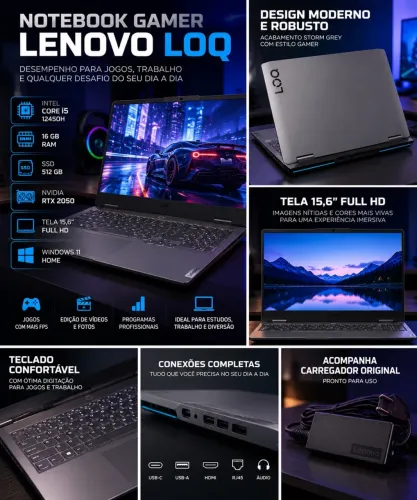 VENDO NOTEBOOK GAMER LENOVO LOQ 15IRH8