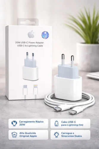 Carregador {IPhone} Cabo E Fonte Tipo C XR,11,12,13,14 LACRADO $43,11