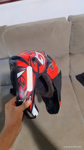 Capacete Off-Road Rally Motocross Vermelho, Preto e Branco