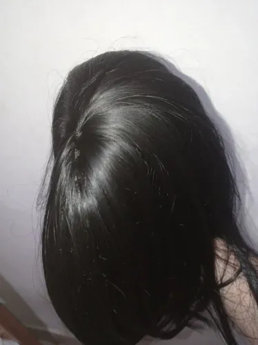 Peruca cabelo humano tamanho curto castanho escuro
