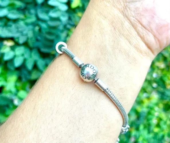 Pulseira Pandora Moments Com Corrente Cravejada Em Prata Esterlina 18 Cm