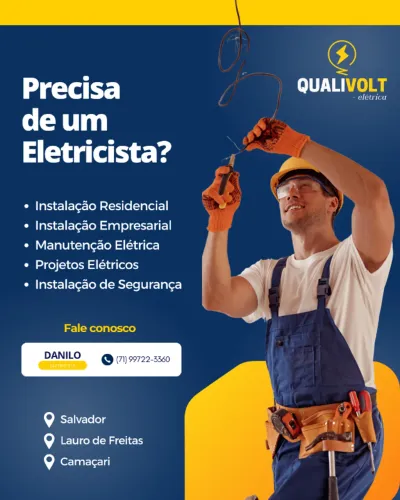 Eletricista - Projetos, Instalações e Manutenções Elétricas com segurança e qualidade.