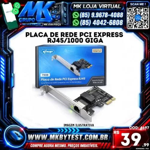 Placa de Rede PCI Express RJ45/1000 GIGA