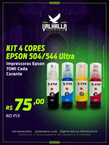 Kit 4 Cores Epson 504 544 X Full Ultra