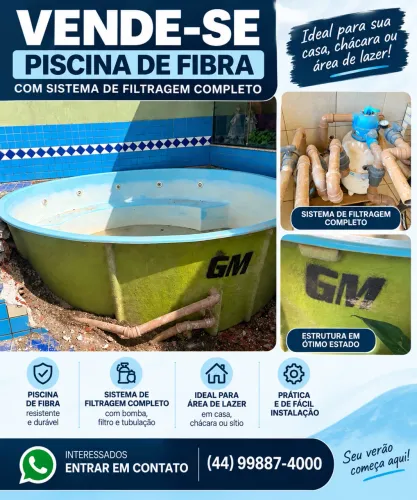     PISCINA DE FIBRA À VENDA - COMPLETA!