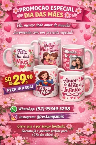 Caneca de Porcelana dia das Mães