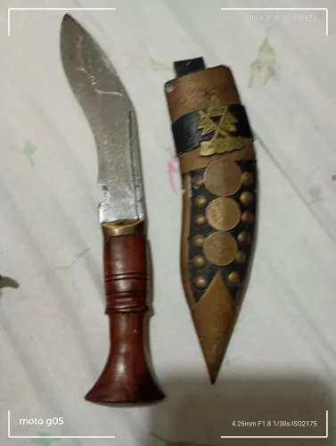 Faça kruki Nepal Antiga mepalesa punhal Adaga athame marrom escuro origem Nepal Antiga vin